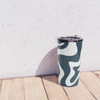 Liquid Swirl Abstract Pattern in Navy Blue and White Travel Mug Gallery Image 4