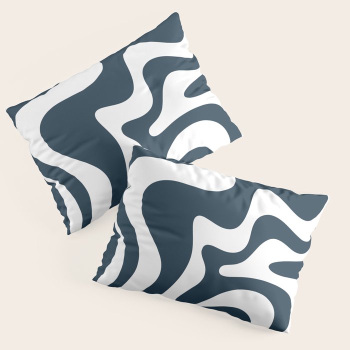 Liquid Swirl Abstract Pattern in Navy Blue and White Pillow Sham Gallery Image 3