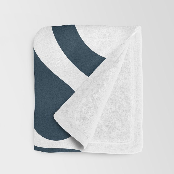 Liquid Swirl Abstract Pattern in Navy Blue and White Throw Blanket Gallery Image 3