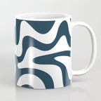 Liquid Swirl Abstract Pattern in Navy Blue and White Coffee Mug Gallery Image 1