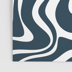 Liquid Swirl Abstract Pattern in Navy Blue and White Poster Gallery Image 3