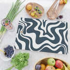 Liquid Swirl Abstract Pattern in Navy Blue and White Cutting Board Gallery Image 2
