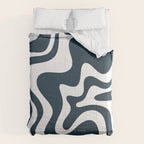 Liquid Swirl Abstract Pattern in Navy Blue and White Comforter Gallery Image 6
