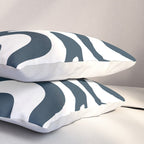 Liquid Swirl Abstract Pattern in Navy Blue and White Pillow Sham Gallery Image 3