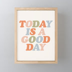 TODAY IS A GOOD DAY peach pink green blue yellow motivational typography inspirational quote decor Mini Art Print Gallery Image 1