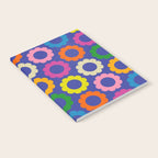 Flower Dots Cute Colorful Simple Retro Contemporary Floral Pattern Blue Notebook Gallery Image 2