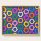 Flower Dots Cute Colorful Simple Retro Contemporary Floral Pattern Blue Serving Tray Gallery Image 1