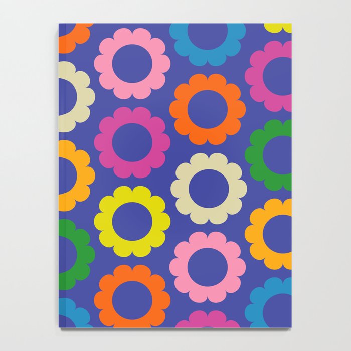 Flower Dots Cute Colorful Simple Retro Contemporary Floral Pattern Blue Notebook Gallery Image 4