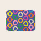 Flower Dots Cute Colorful Simple Retro Contemporary Floral Pattern Blue Bath Mat Gallery Image 1