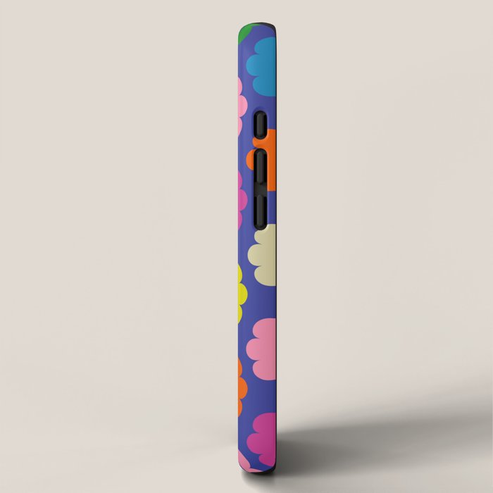 Flower Dots Cute Colorful Simple Retro Contemporary Floral Pattern Blue iPhone Case Gallery Image 2