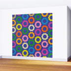 Flower Dots Cute Colorful Simple Retro Contemporary Floral Pattern Blue Wall Mural Gallery Image 2