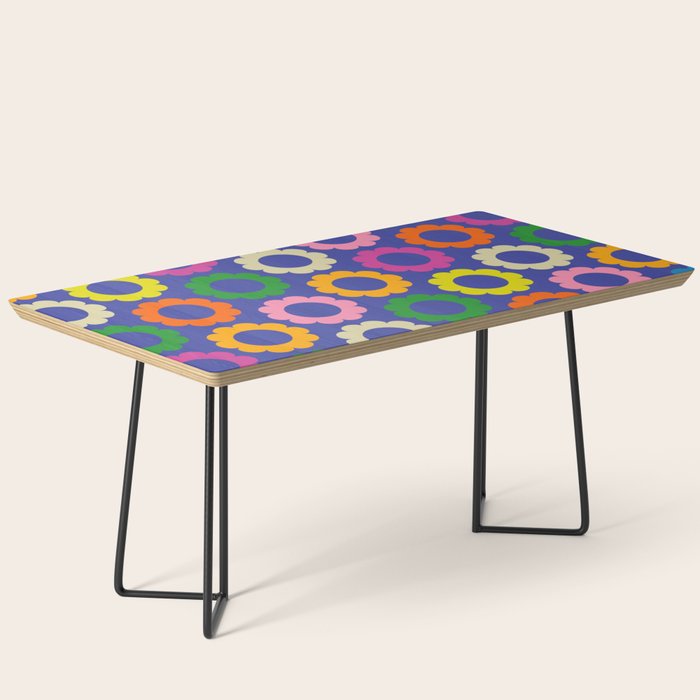 Flower Dots Cute Colorful Simple Retro Contemporary Floral Pattern Blue Coffee Table Gallery Image 1