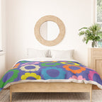 Flower Dots Cute Colorful Simple Retro Contemporary Floral Pattern Blue Duvet Cover Gallery Image 3