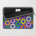 Flower Dots Cute Colorful Simple Retro Contemporary Floral Pattern Blue Laptop Sleeve Gallery Image 2