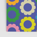Flower Dots Cute Colorful Simple Retro Contemporary Floral Pattern Blue Poster Gallery Image 3
