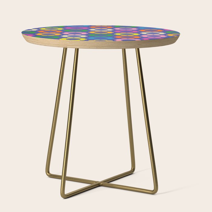 Flower Dots Cute Colorful Simple Retro Contemporary Floral Pattern Blue Side Table Gallery Image 1