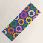 Flower Dots Cute Colorful Simple Retro Contemporary Floral Pattern Blue Yoga Mat Gallery Image 1