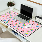 Happy Tropical Jungle Birds Toucan Hummingbird Parrot Pink Desk Mat Gallery Image 2