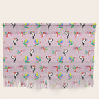 Happy Tropical Jungle Birds Toucan Hummingbird Parrot Pink Wall Hanging Gallery Image 1