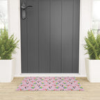 Happy Tropical Jungle Birds Toucan Hummingbird Parrot Pink Welcome Mat Gallery Image 3
