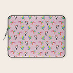 Happy Tropical Jungle Birds Toucan Hummingbird Parrot Pink Laptop Sleeve Gallery Image 1