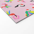 Happy Tropical Jungle Birds Toucan Hummingbird Parrot Pink Welcome Mat Gallery Image 2
