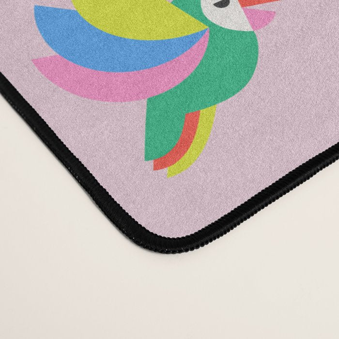 Happy Tropical Jungle Birds Toucan Hummingbird Parrot Pink Desk Mat Gallery Image 4