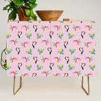 Happy Tropical Jungle Birds Toucan Hummingbird Parrot Pink Credenza Gallery Image 1