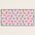 Happy Tropical Jungle Birds Toucan Hummingbird Parrot Pink Desk Mat Gallery Image 3