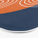 Mid Century Modern Geometric 161 Sun Rainbow abstract in Navy Blue Orange Bath Mat Gallery Image 3