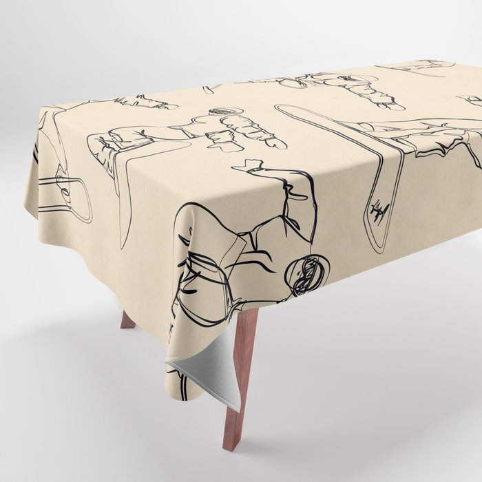 Minimal Snowboarders Line Art 2 Tablecloth Gallery Image 1