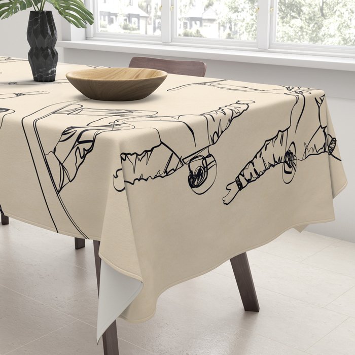 Minimal Snowboarders Line Art 2 Tablecloth Gallery Image 3