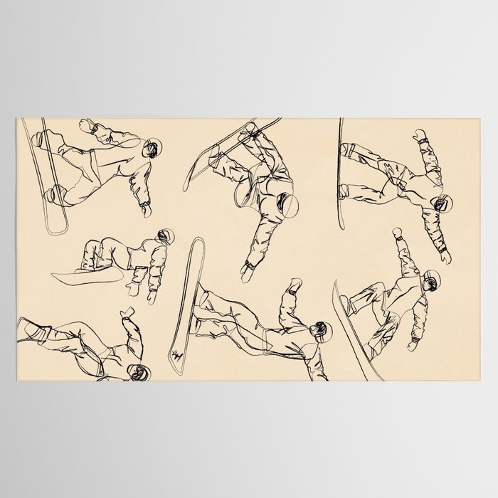 Minimal Snowboarders Line Art 2 Tablecloth Gallery Image 2