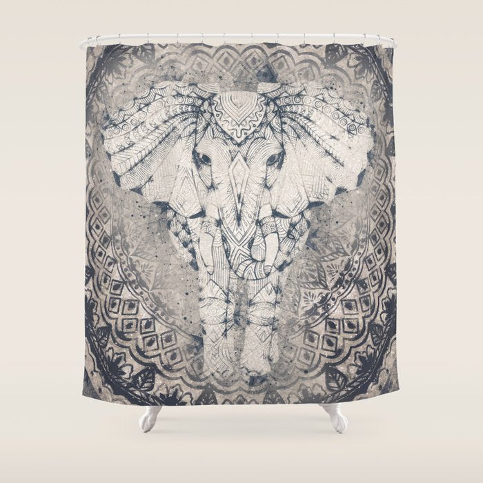 Indian Elephant Mandala Shower Curtain Gallery Image 1