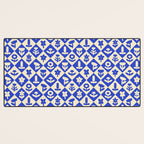 Vintage geometric blue flower art pattern Desk Mat Gallery Image 3