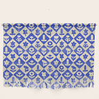 Vintage geometric blue flower art pattern Wall Hanging Gallery Image 1
