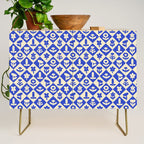 Vintage geometric blue flower art pattern Credenza Gallery Image 1