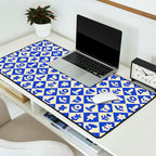 Vintage geometric blue flower art pattern Desk Mat Gallery Image 2