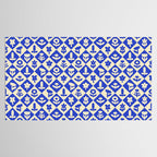 Vintage geometric blue flower art pattern Tablecloth Gallery Image 2