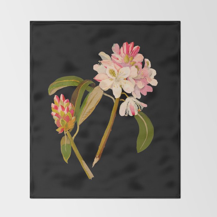 Rhododendron Maximum  by Mary Delany Paper Collage Floral Flower Botanical Paper Mosaic Vintage Scientific Plant Anatomy Throw Blanket Gallery Image 2