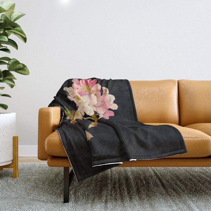 Rhododendron Maximum  by Mary Delany Paper Collage Floral Flower Botanical Paper Mosaic Vintage Scientific Plant Anatomy Throw Blanket Gallery Image 1