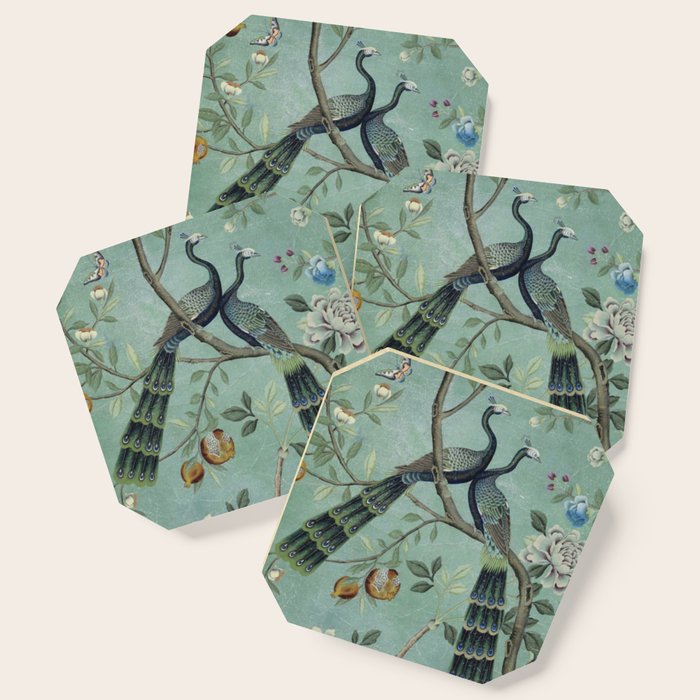 A Teal of Two Birds Chinoiserie Coaster Gallery Image 1