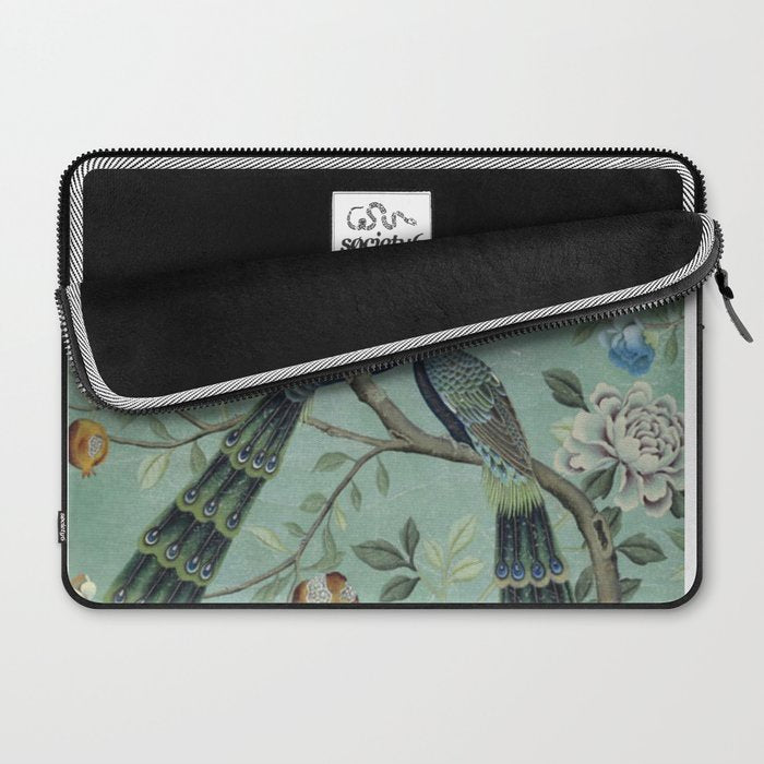 A Teal of Two Birds Chinoiserie Laptop Sleeve Gallery Image 2