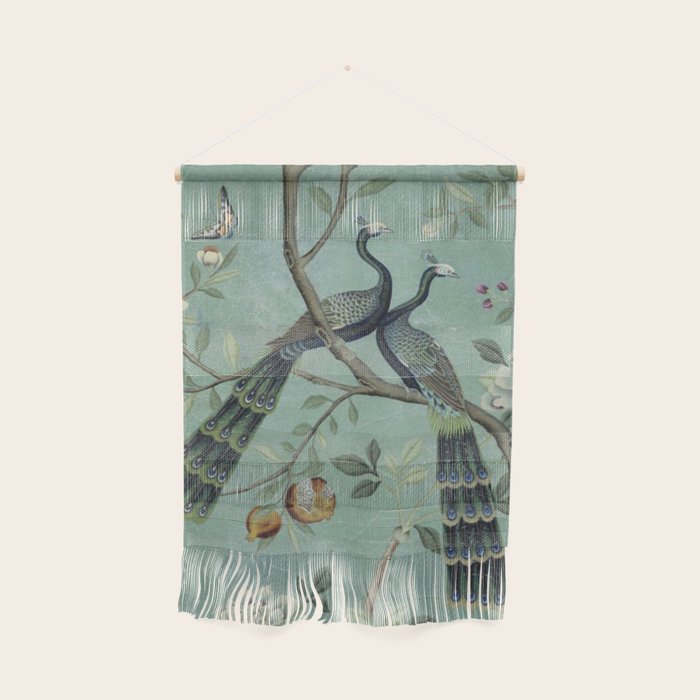 A Teal of Two Birds Chinoiserie Wall Hanging Gallery Image 1