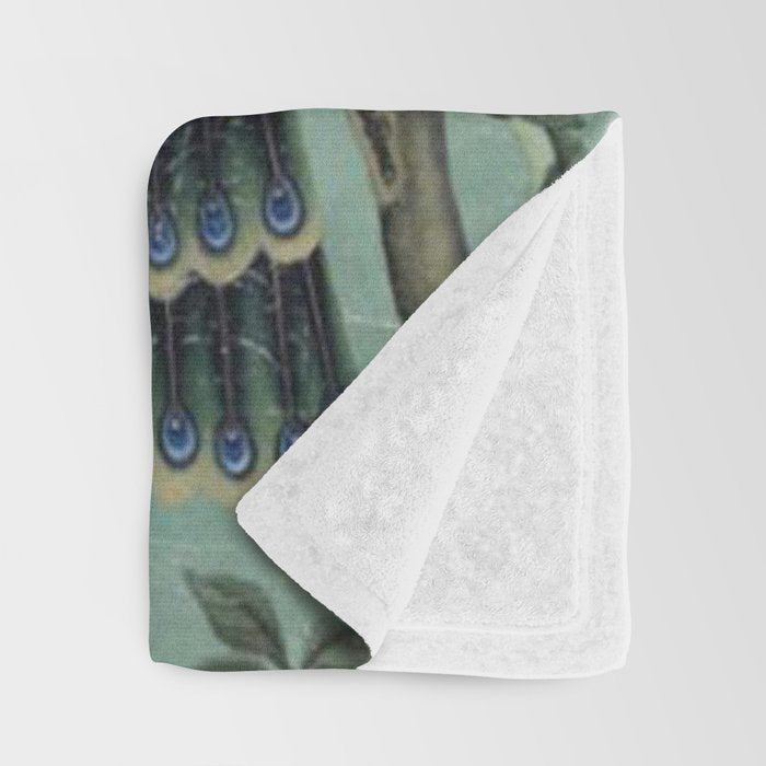 A Teal of Two Birds Chinoiserie Throw Blanket Gallery Image 3