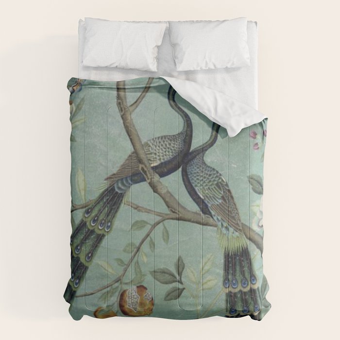 A Teal of Two Birds Chinoiserie Comforter Gallery Image 1