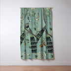 A Teal of Two Birds Chinoiserie Window Curtain Gallery Image 3