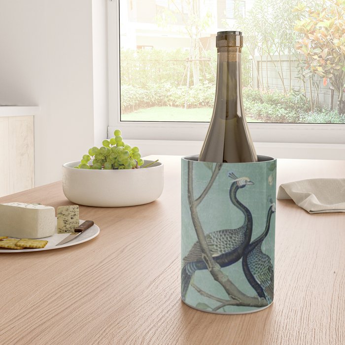 A Teal of Two Birds Chinoiserie Wine Chiller Gallery Image 4