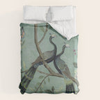A Teal of Two Birds Chinoiserie Duvet Cover Gallery Image 6