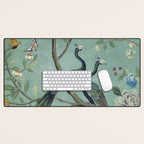 A Teal of Two Birds Chinoiserie Desk Mat Gallery Image 1